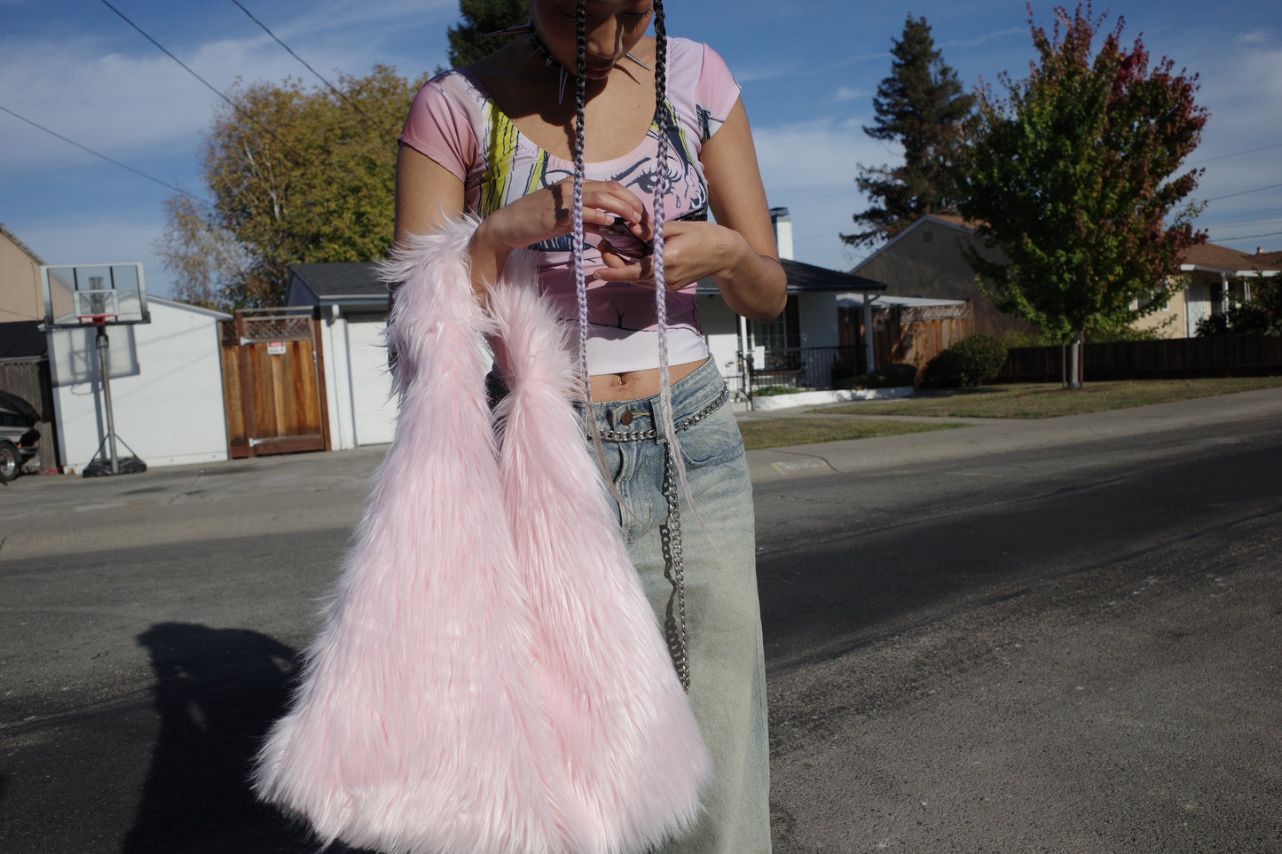 Carryall Fur Tote- Blush