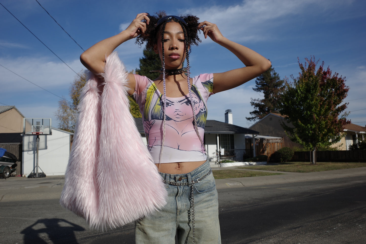 Carryall Fur Tote- Blush